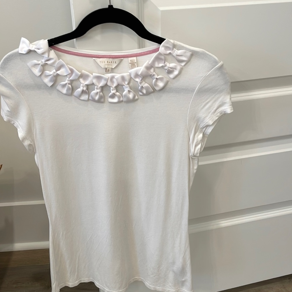 Grosgrain bow babydoll fit top